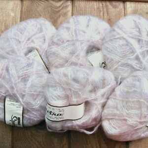 Vintage Bernat Spectra Mohair Yarn Snowflake White Acrylic Mohair Wool 50g x6